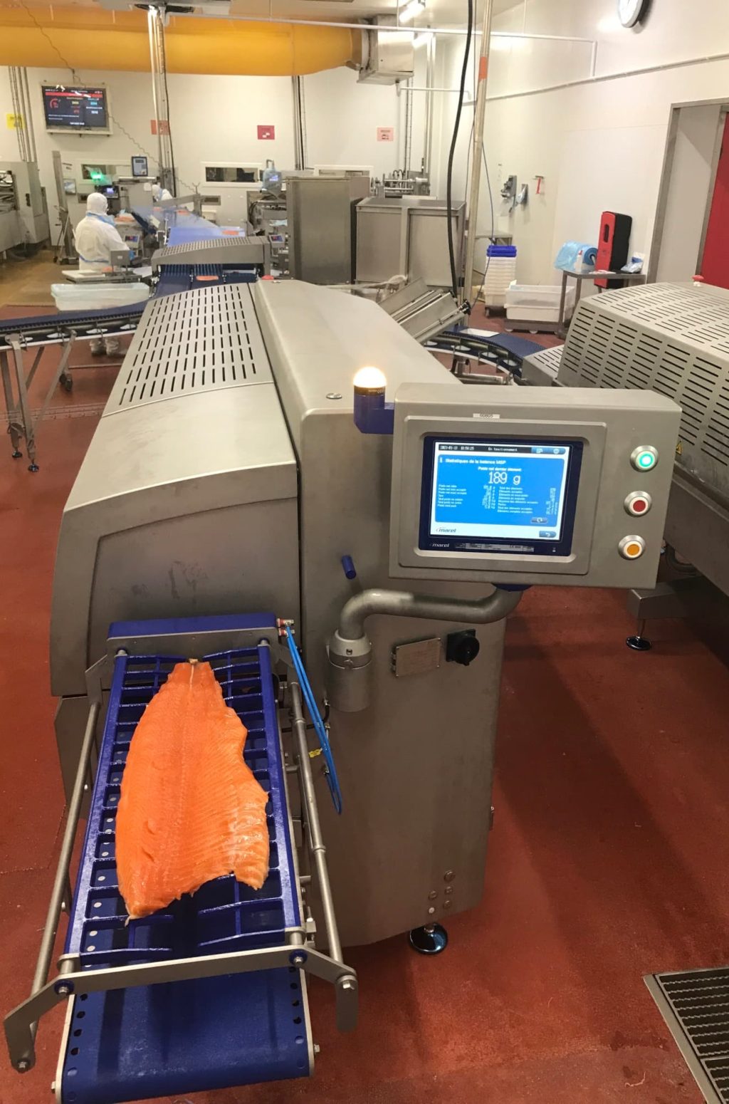 Machine de découpe de saumon et truite, investissement dans l'usine Delpeyrat