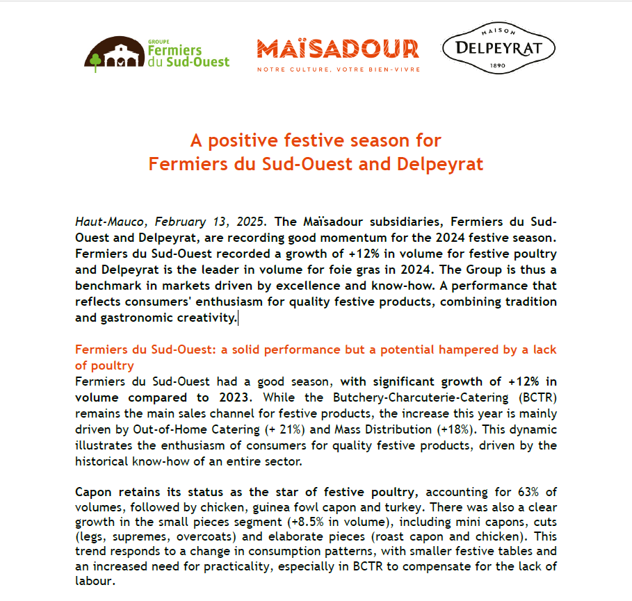 A positive festive season for Fermiers du Sud-Ouest and Delpeyrat