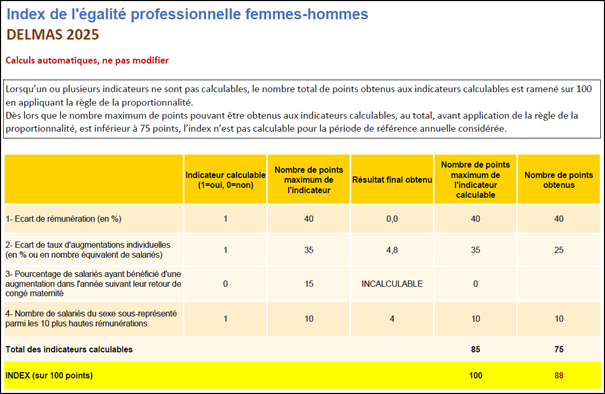 Index de l'égalité professionnel Femmes-Hommes
